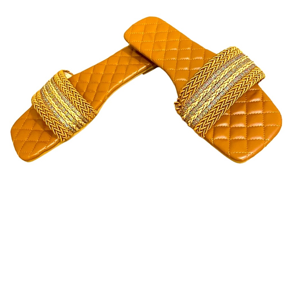 BNWOT Square Toed Earth Toned Slide Flat Sandal Size 9.5 / 40